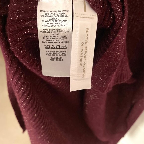 NWT Loft Ribbed Sparkly Sweater Midi Dress in Burgundy Size XS - Picture 9 of 10